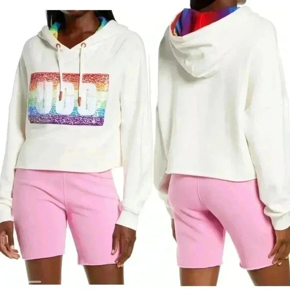 ❤️BNWT UGG Women’s Pride Keira Crop oversized hoodie size  Xs - Picture 2 of 5